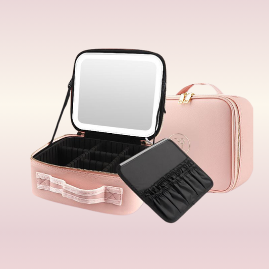 Organizador de maquillaje portátil con espejo LED
